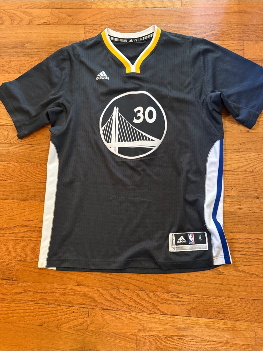 adidas Black White and Yellow Golden Bridge #30 Basketball Jersey